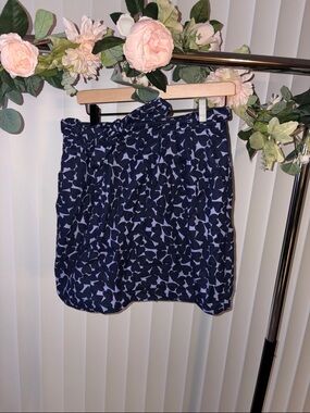 H&M Navy and White Mini Skirt with Abstract Print